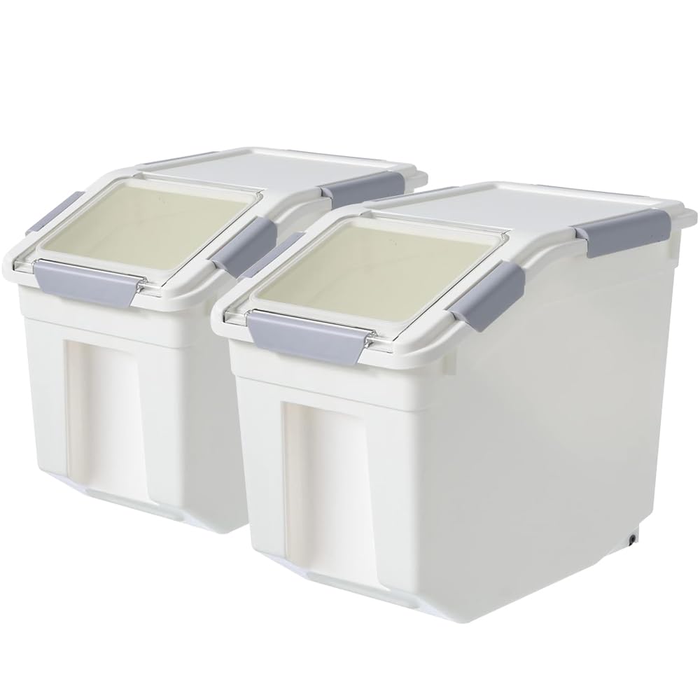 30lb Food Storage Container with Scoop and Wheels, 2 Pack X139