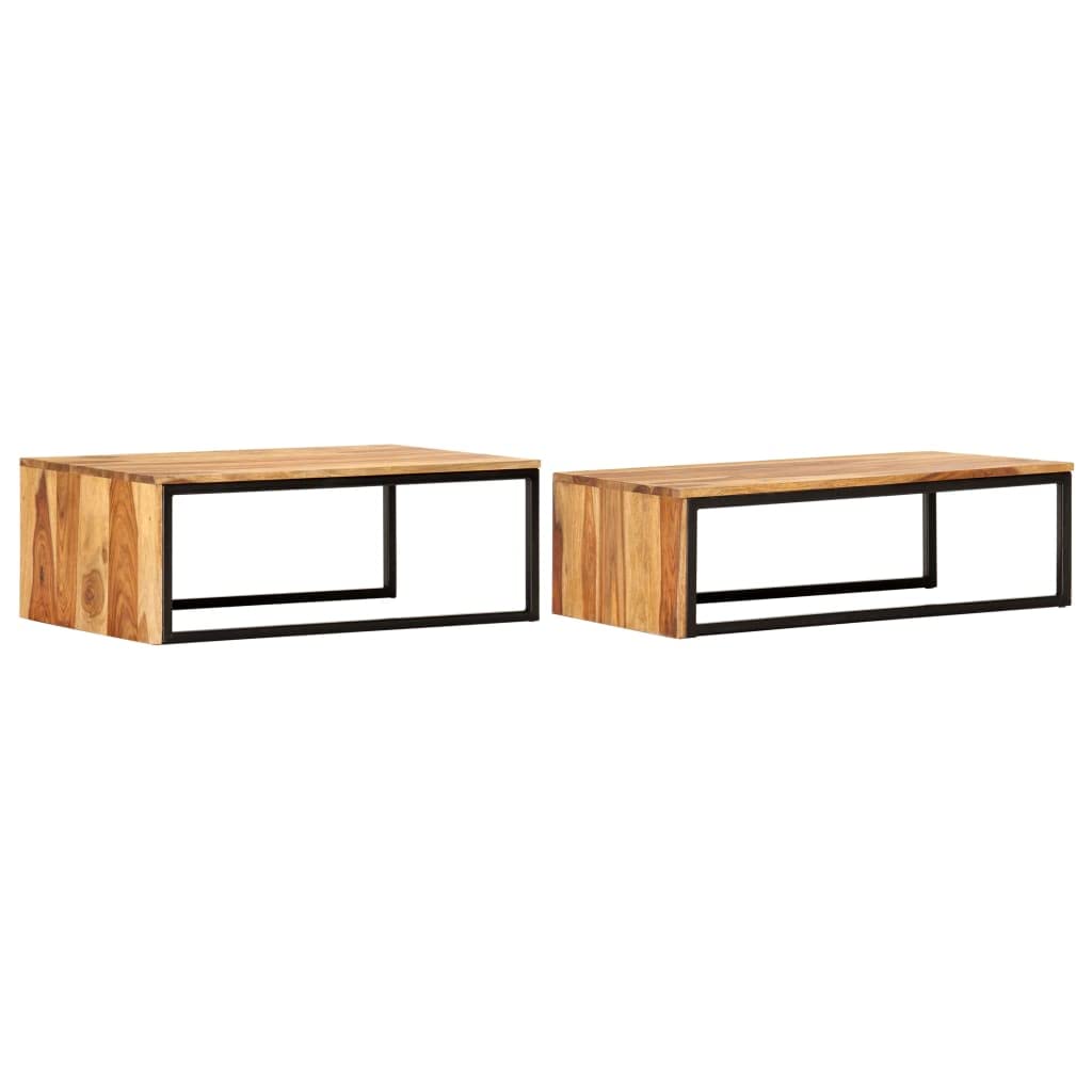 2 pcs Solid Sheesham Wood Nesting Tables P51604