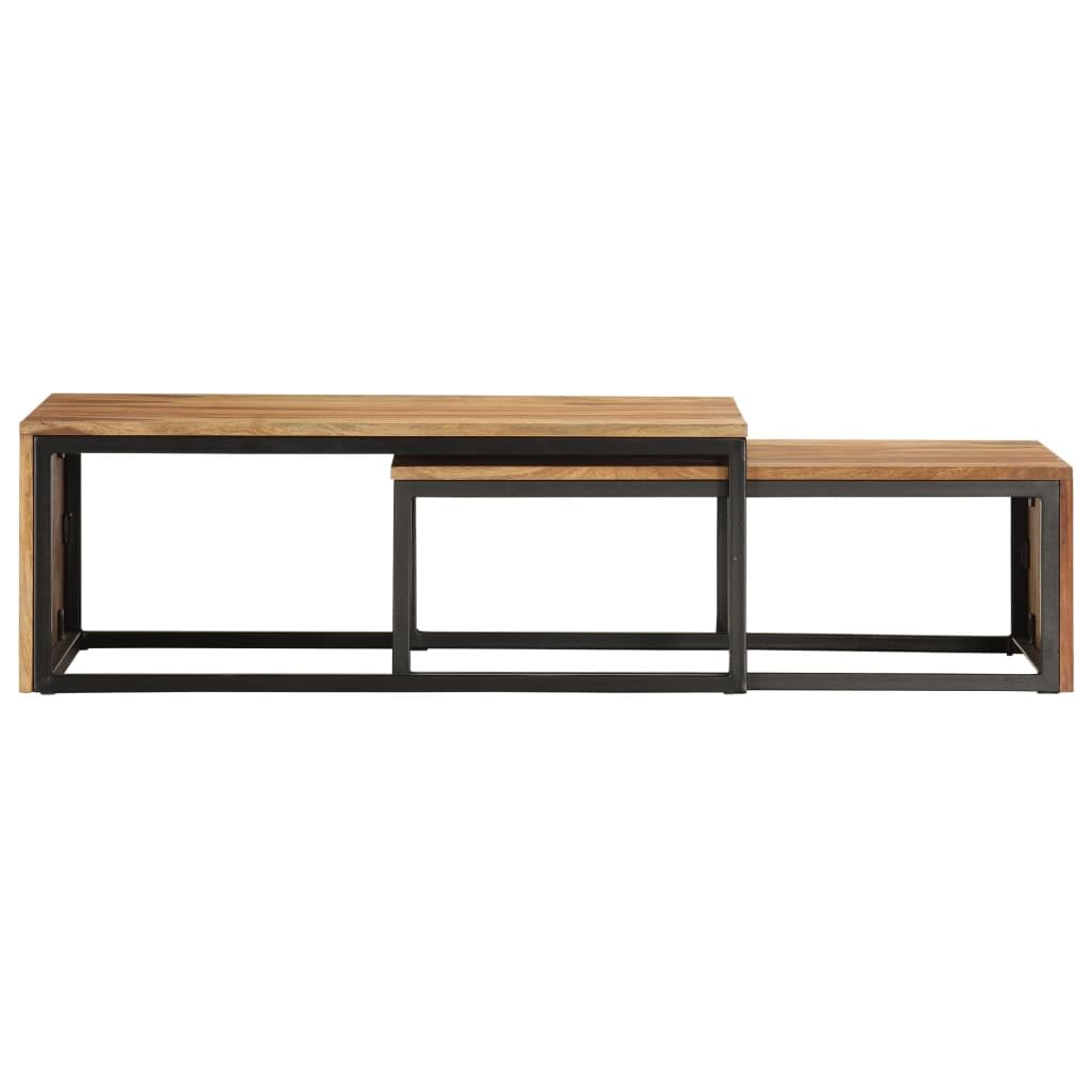 2 pcs Solid Sheesham Wood Nesting Tables P51604