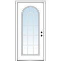 Steel Primed Left Hand In-Swing Prehung Front Door Full Lite Round Top Clear Glass 36" x 80" F906916