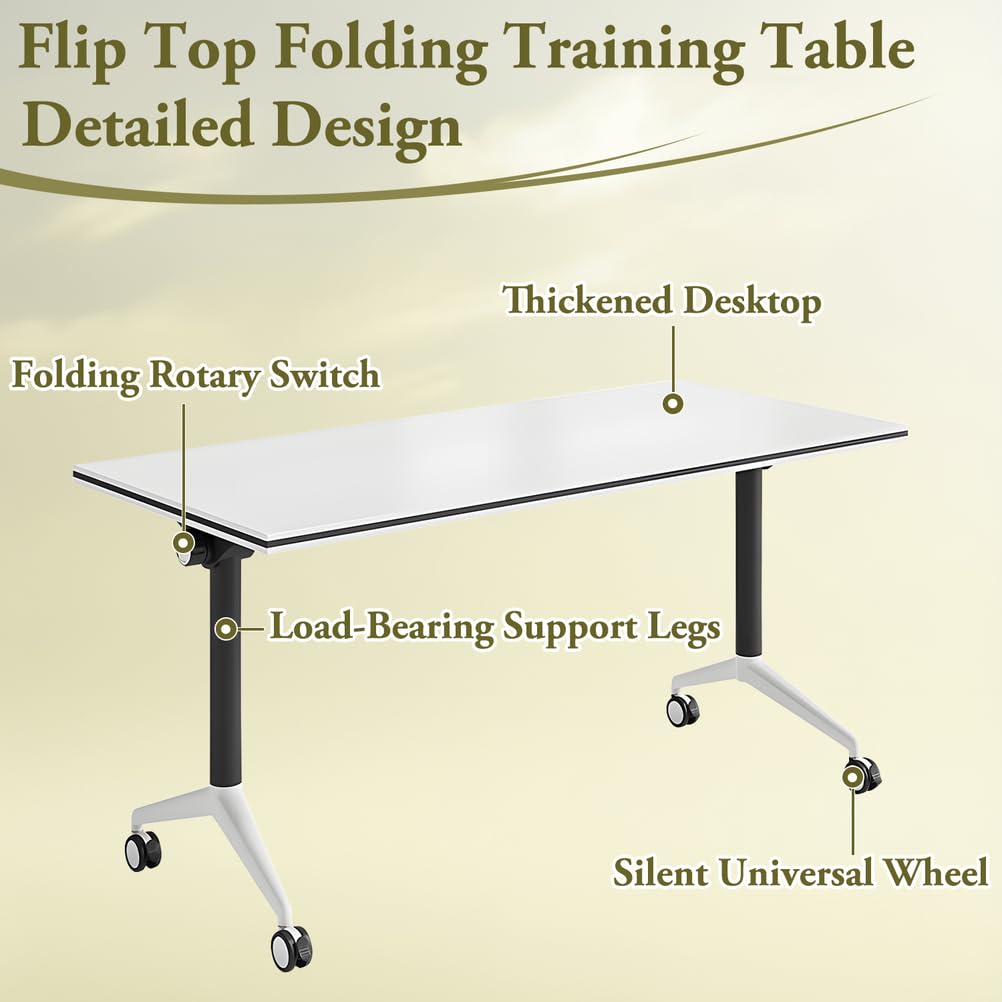 Foldable Mobile Seminar Table with Locking Casters, 8 Pack V33607