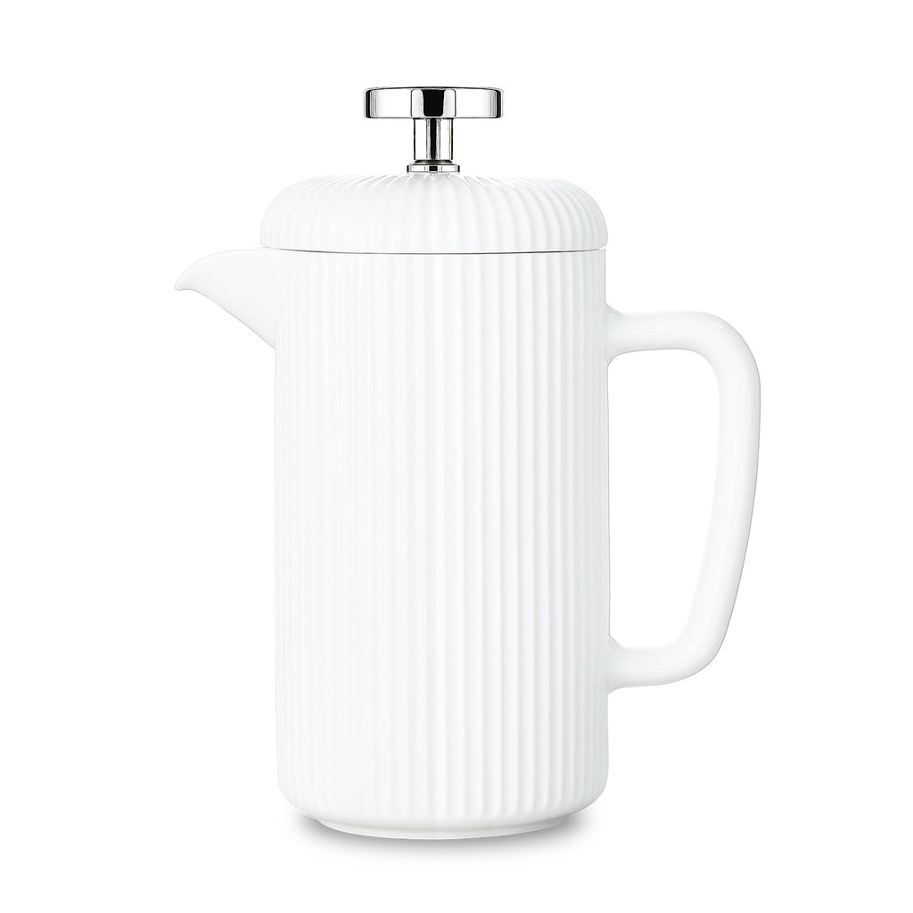 Porcelain French Press 22 fl oz Coffee Tea Maker with Stainless Steel Plunger Ivory D286145