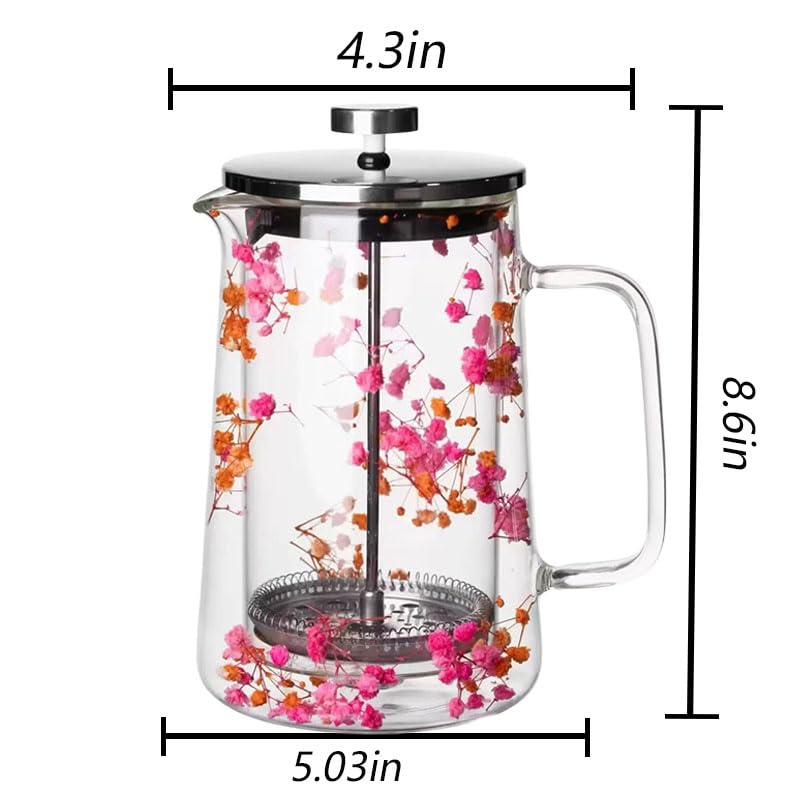 Glass French Press Coffee Maker 34oz Borosilicate Stainless Steel Filter U9340