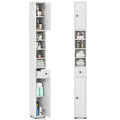 White Tall Slim Bathroom Storage Cabinet with 2 Doors 1 Drawer U77413