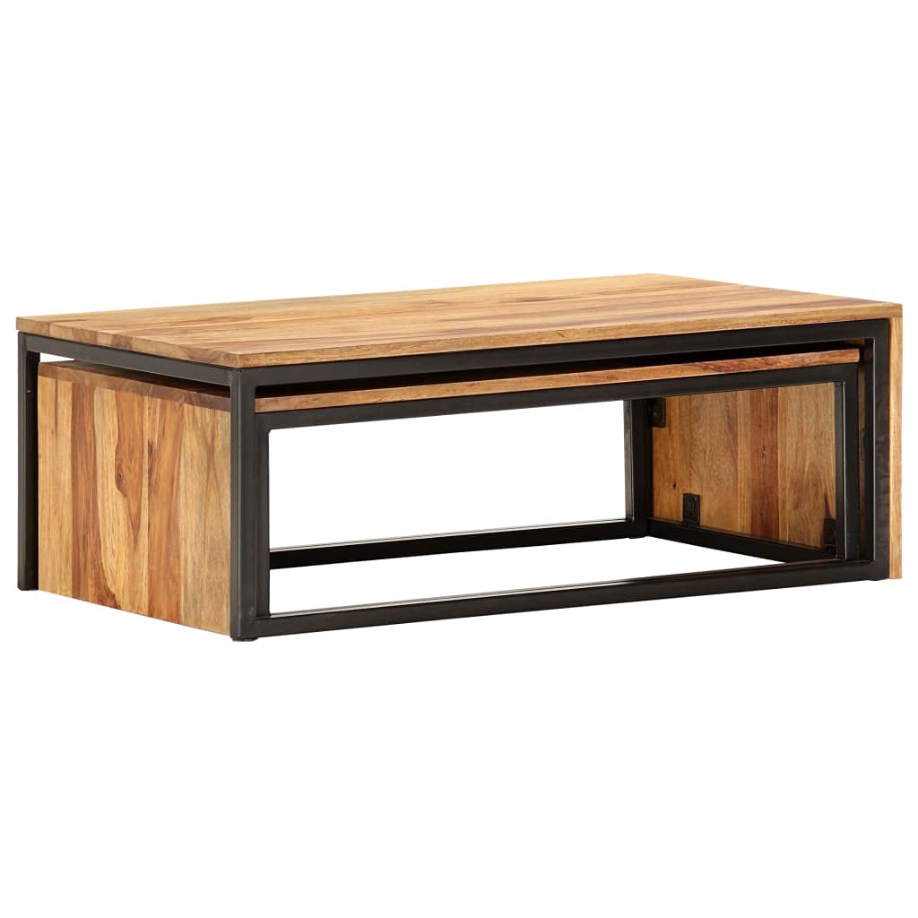 2 pcs Solid Sheesham Wood Nesting Tables P51604