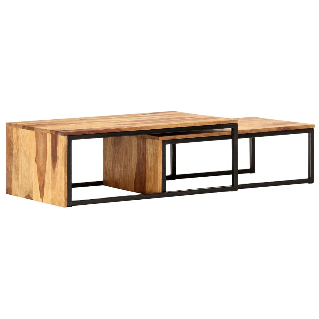 2 pcs Solid Sheesham Wood Nesting Tables P51604