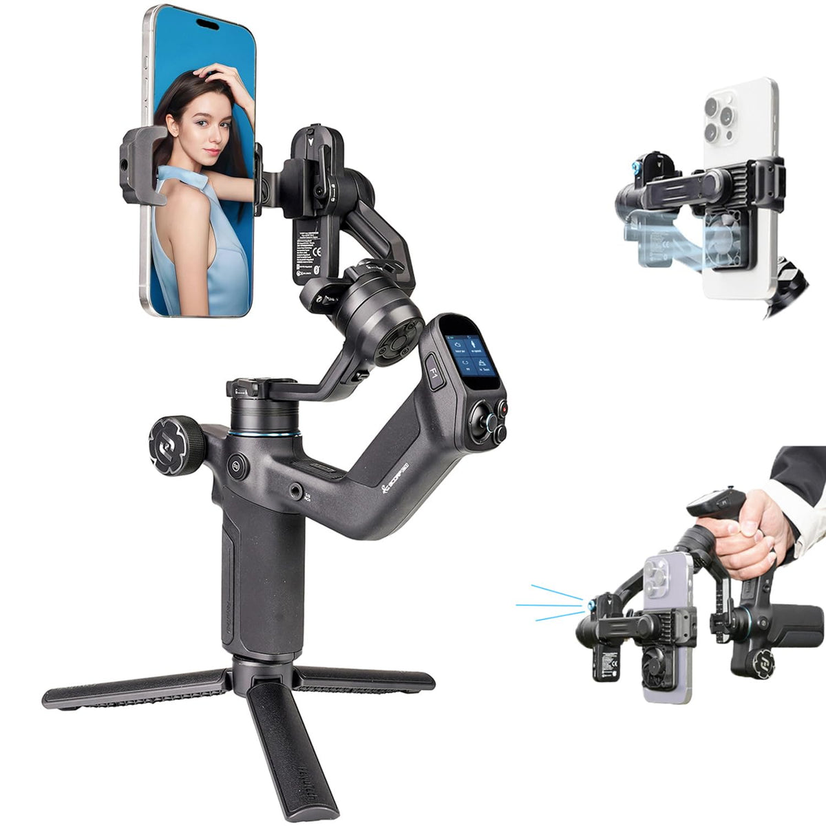 3-Axis Phone Gimbal Stabilizer with Integrated Grip H19878