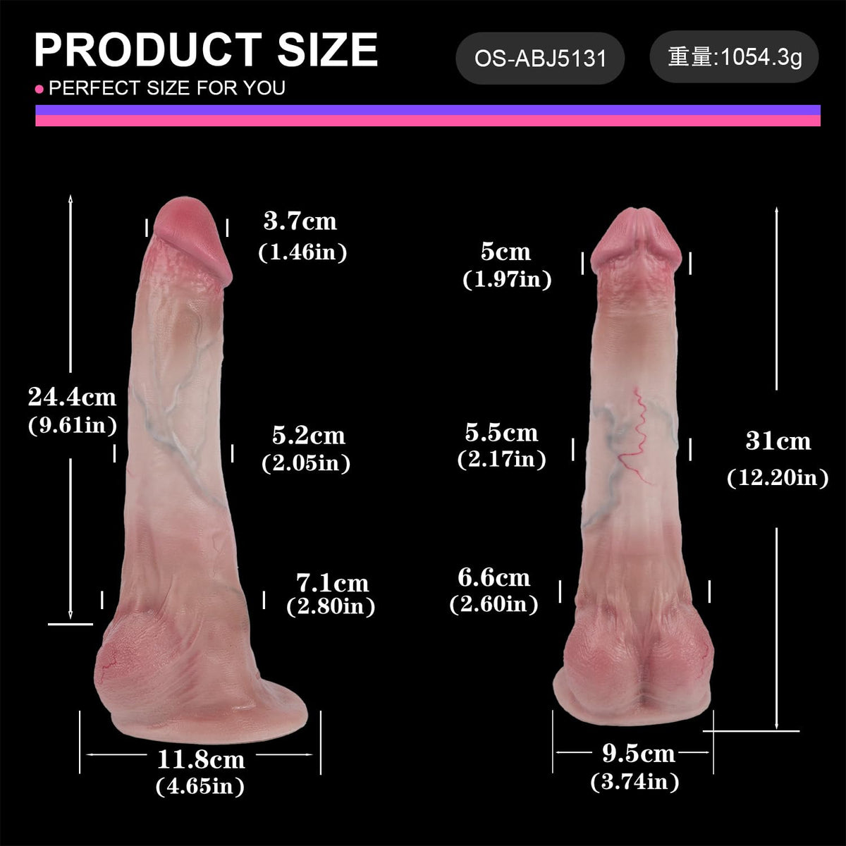 12 Inch Curved Dual Density Liquid Silicone Dildo with Suction Cup X919367