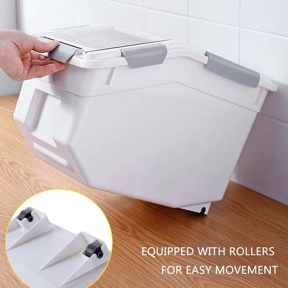 30lb Food Storage Container with Scoop and Wheels, 2 Pack X139