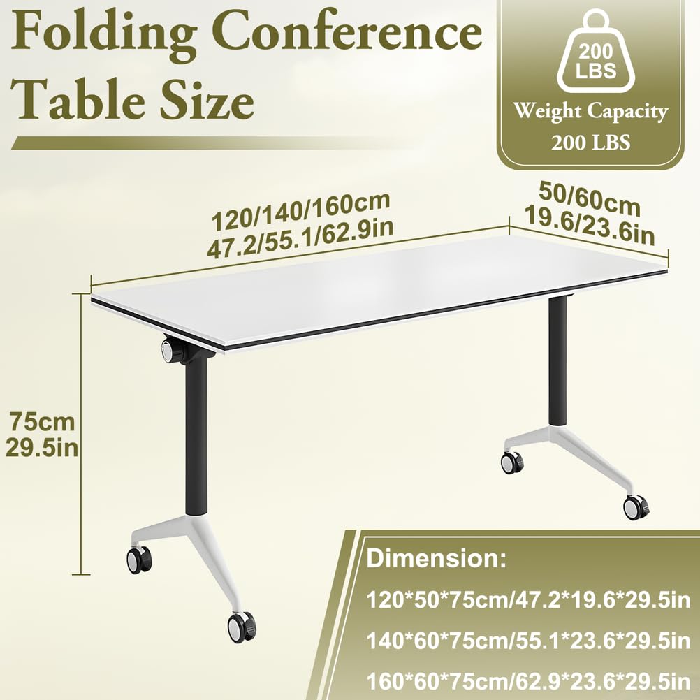 Foldable Mobile Seminar Table with Locking Casters, 8 Pack V33607