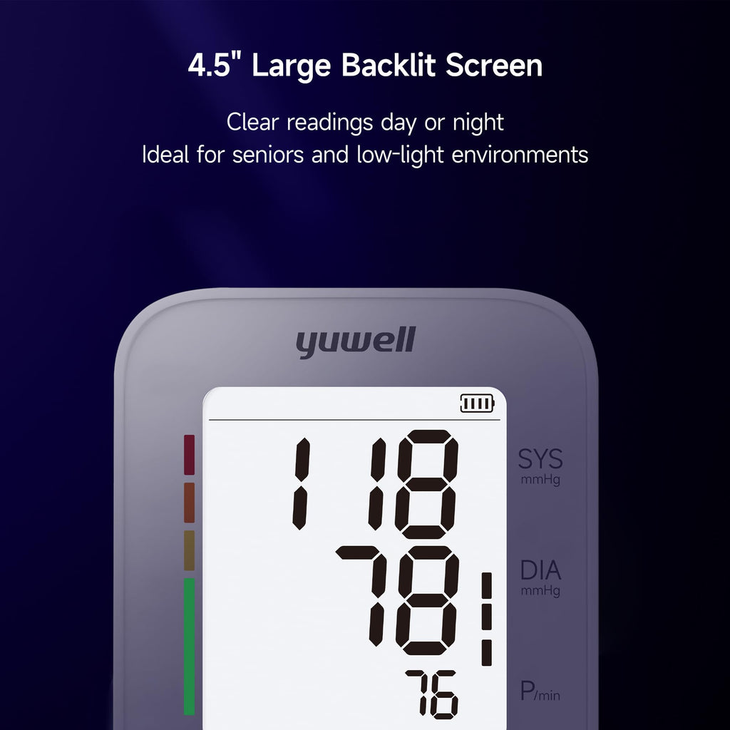 Upper Arm Blood Pressure Monitor with Adjustable Arm Cuff and Backlit Display U600