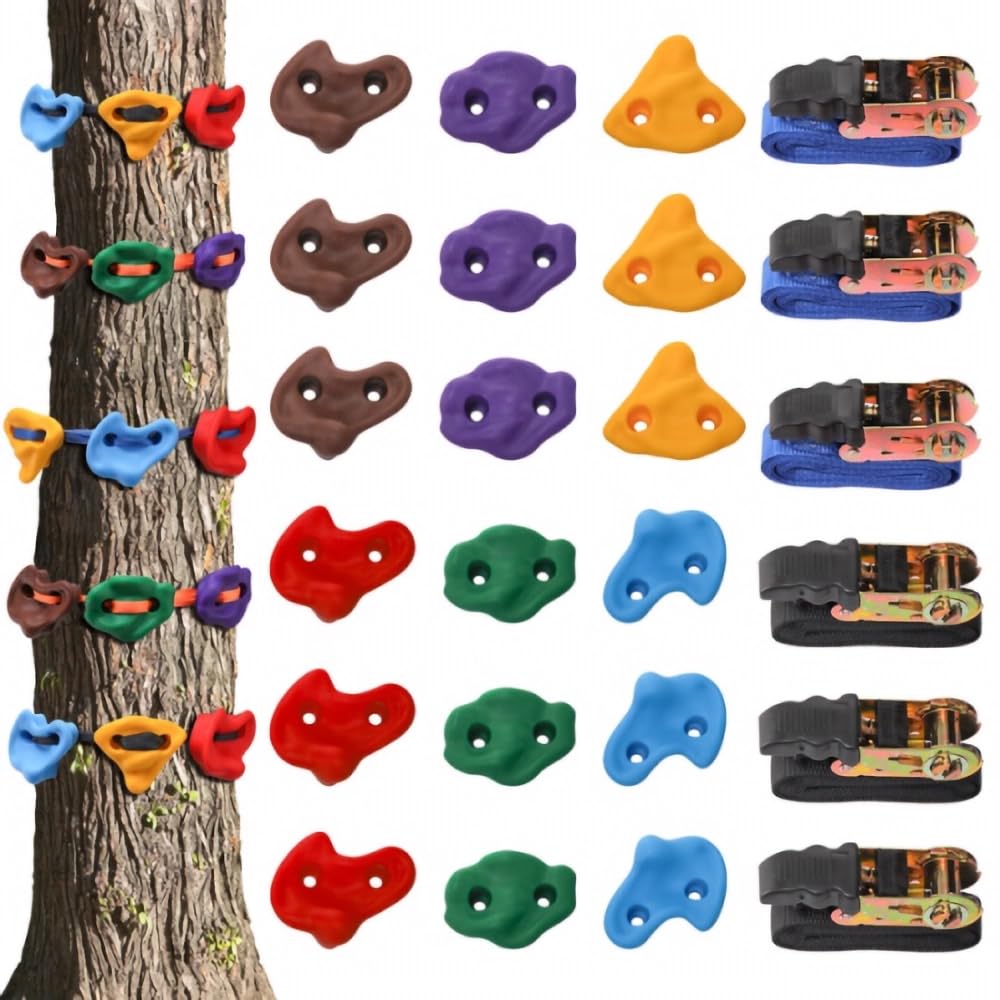 18 Pcs Tree Climbing Holds with 6 Ratchet Straps H141250