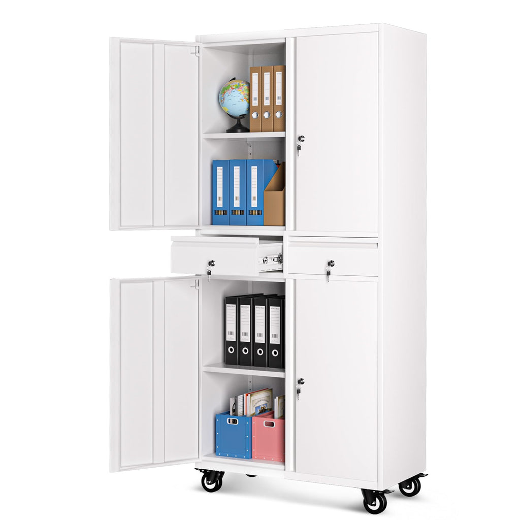 72” Rolling Metal Storage Cabinet with Locking Doors & 2 Drawers W388519