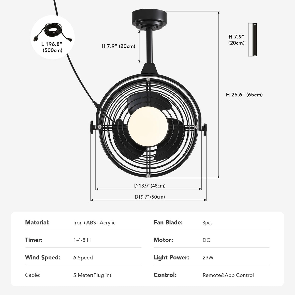 20" Outdoor Ceiling Fan with Lights M860