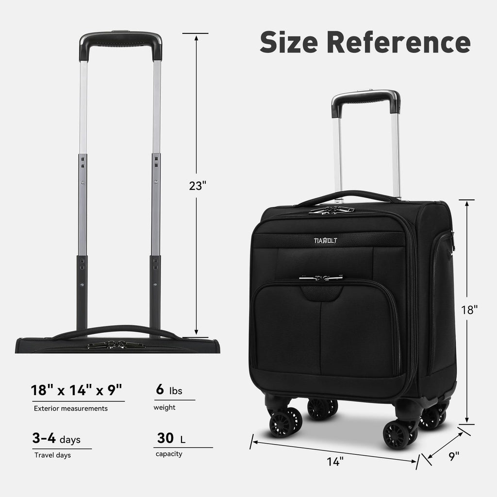 16 Inch Underseat Carry on Luggage with Wheels Black U34455