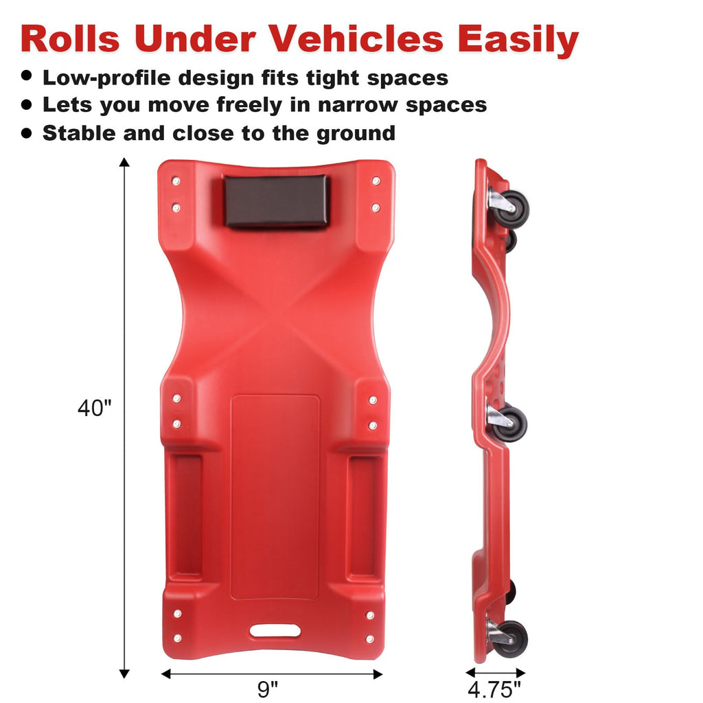40 Inch Heavy Duty 500 lbs Rolling Car Creeper with Padded Headrest I214