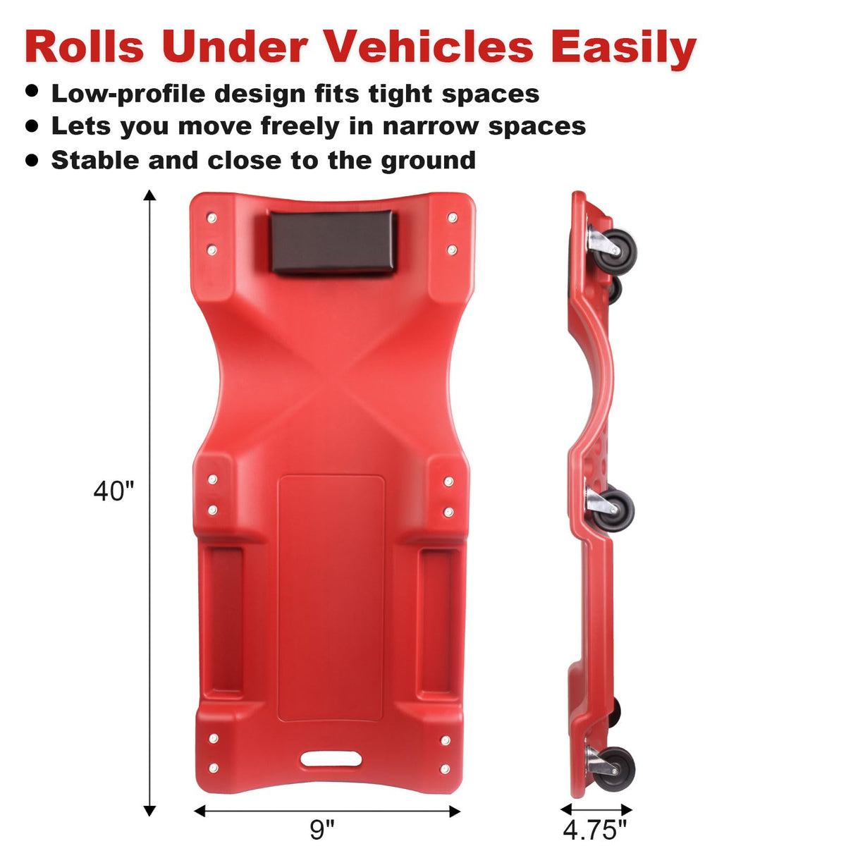 40 Inch Heavy Duty 500 lbs Rolling Car Creeper with Padded Headrest I214