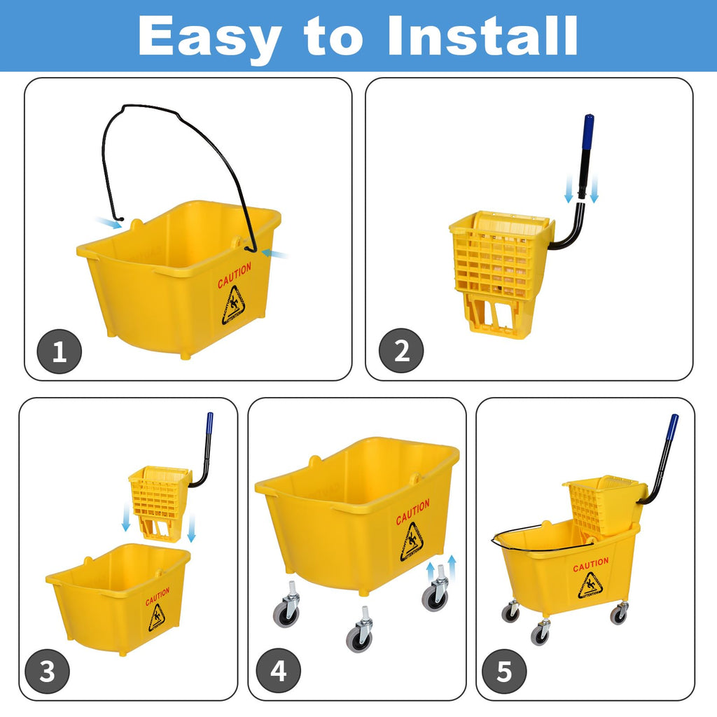Commercial Mop Bucket on Wheels, 35-Quart V3624