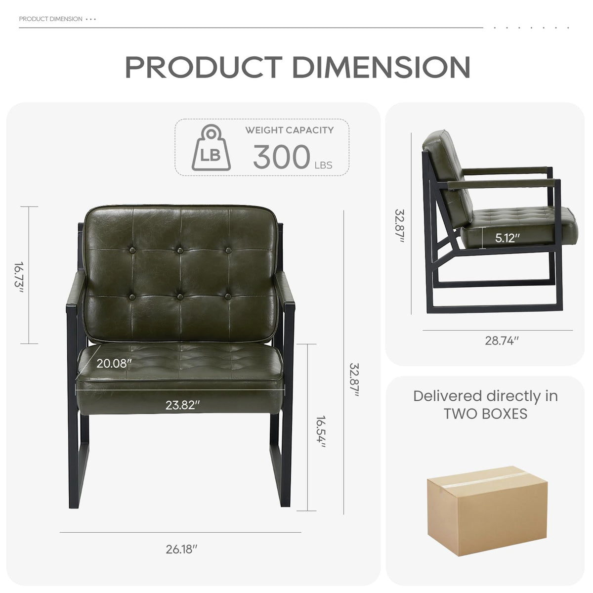Green Leather Accent Chair Set of 2 F296844
