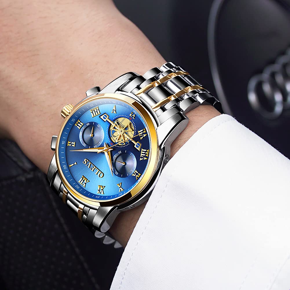 Mens Analog Quartz Waterproof Watch with Stainless Steel Band Y508