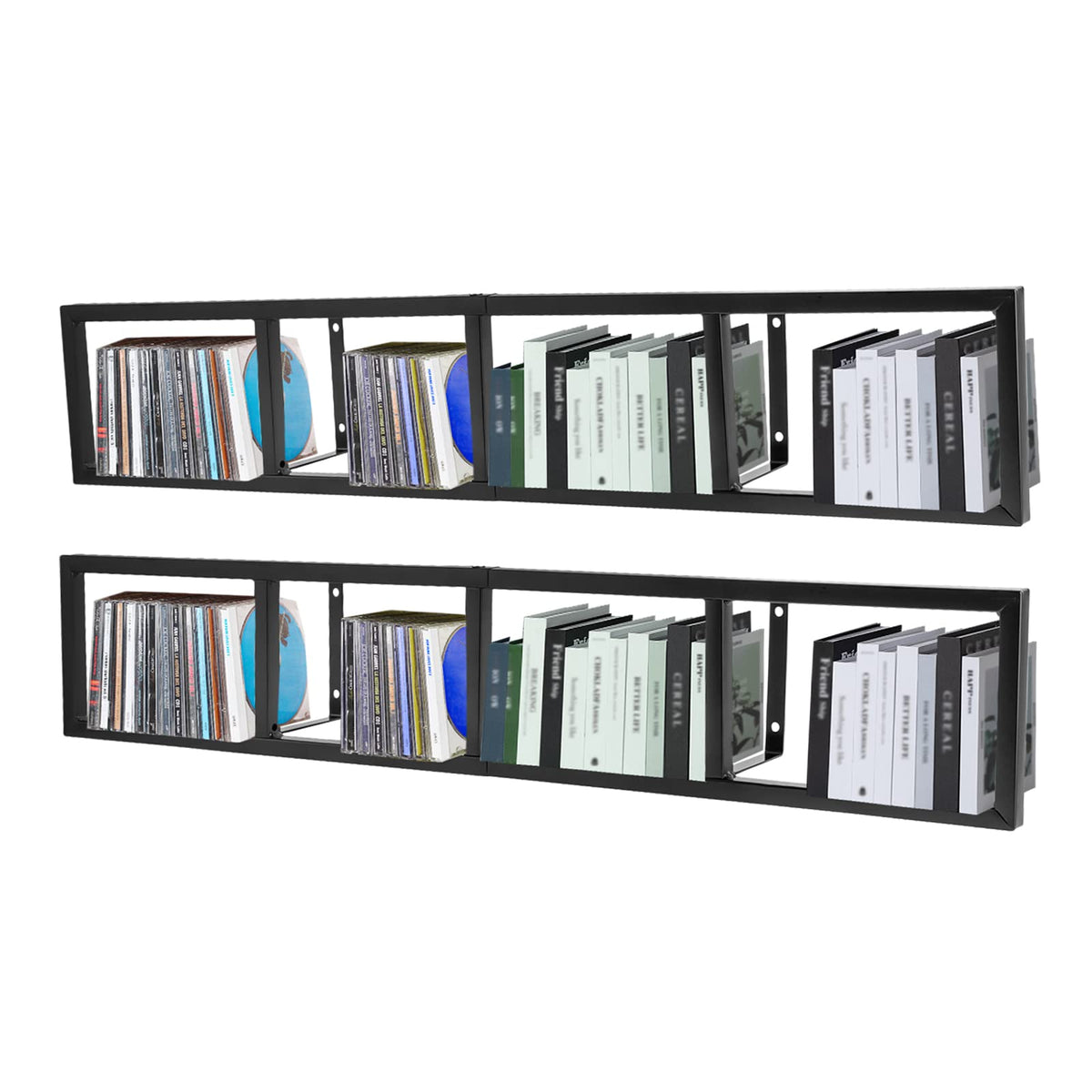 34 Inch Black Metal Media Storage Rack T120
