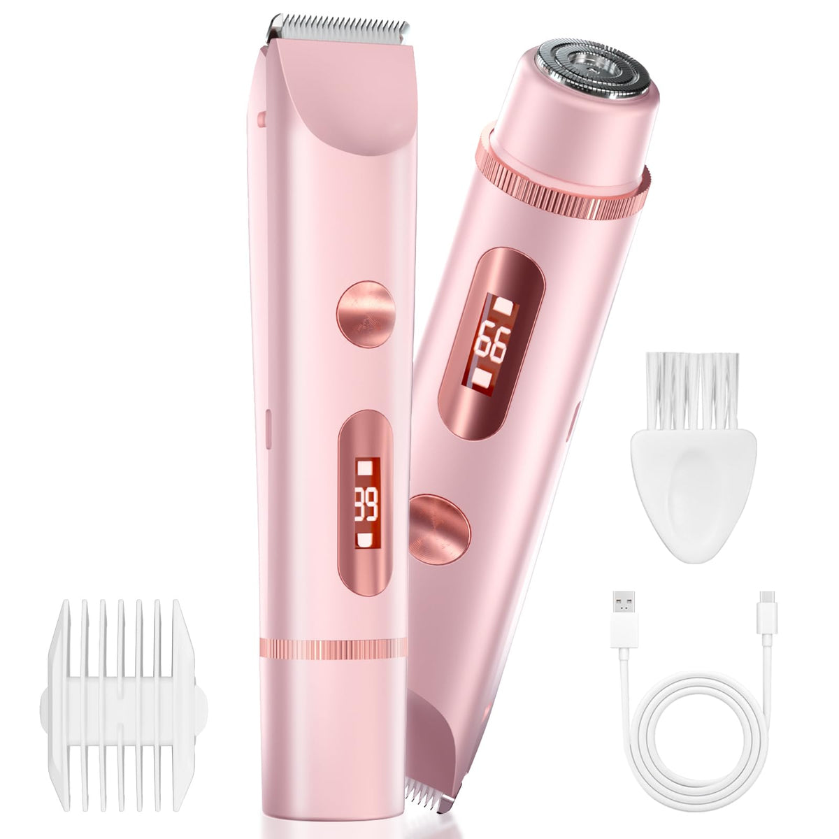 Dual-Head Electric Body Hair Trimmer IP67 Waterproof USB-C Rechargeable F736822
