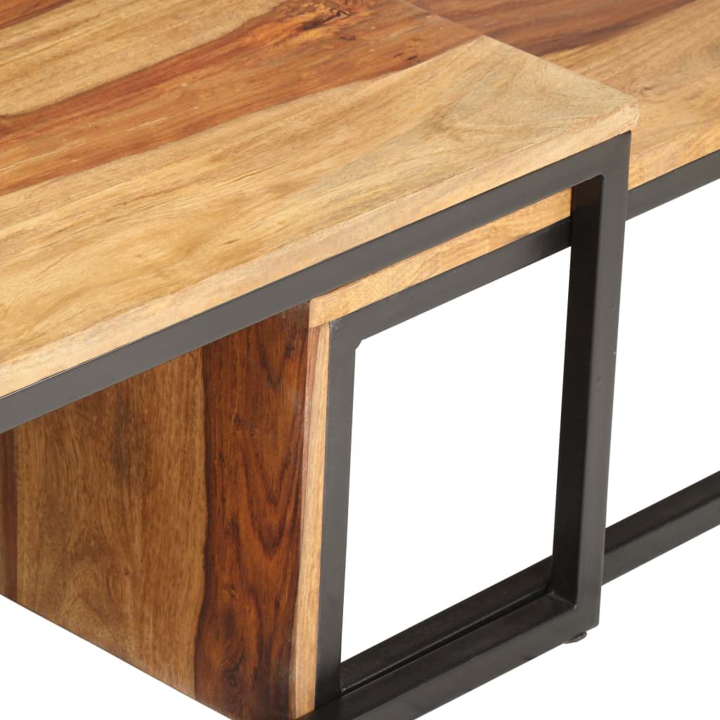 2 pcs Solid Sheesham Wood Nesting Tables P51604