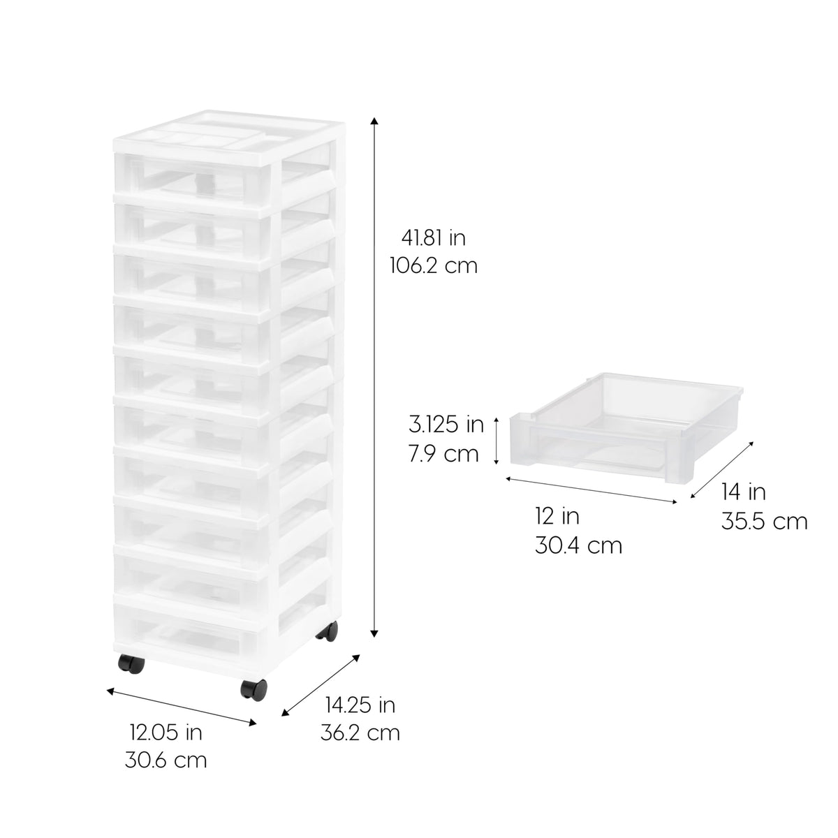 10 Drawer Rolling Storage Cart D7935
