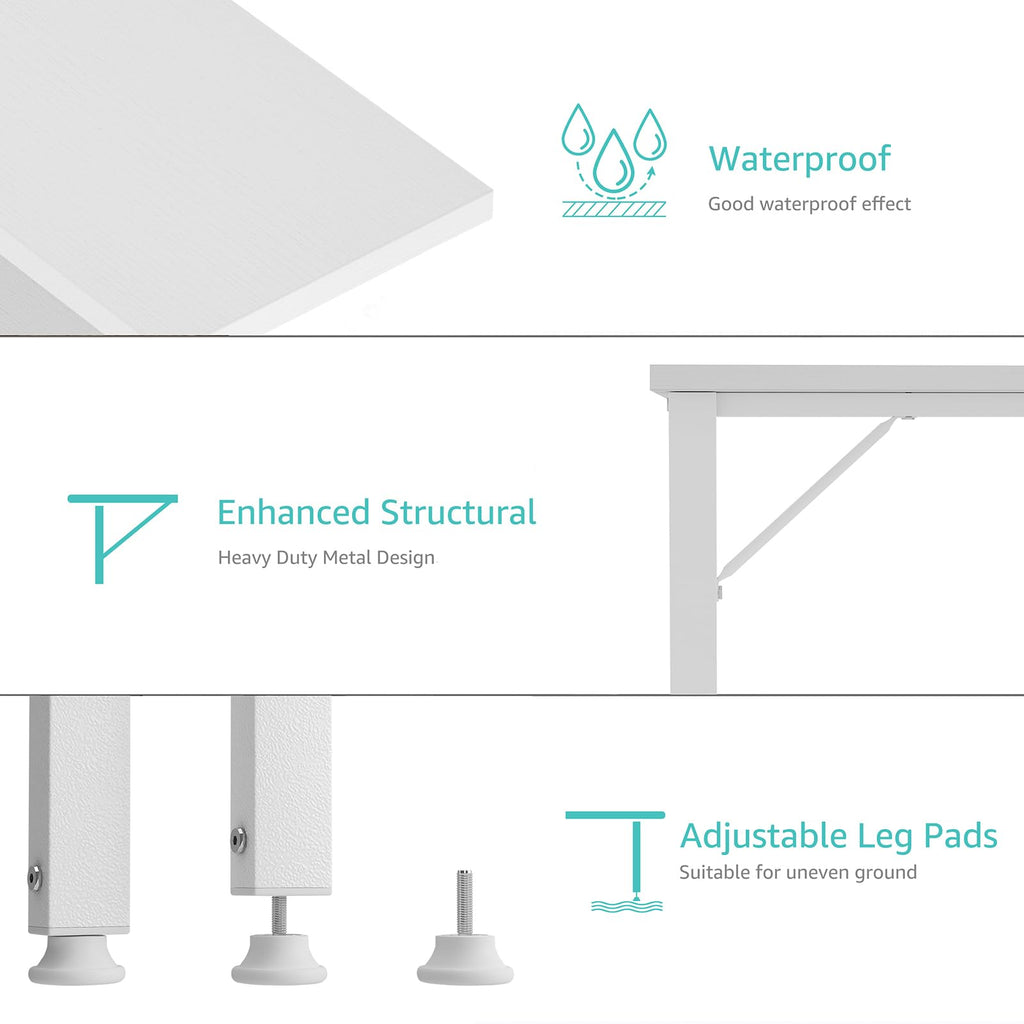 White 40 inch Computer Desk with Power Outlet and Storage Pocket L89455