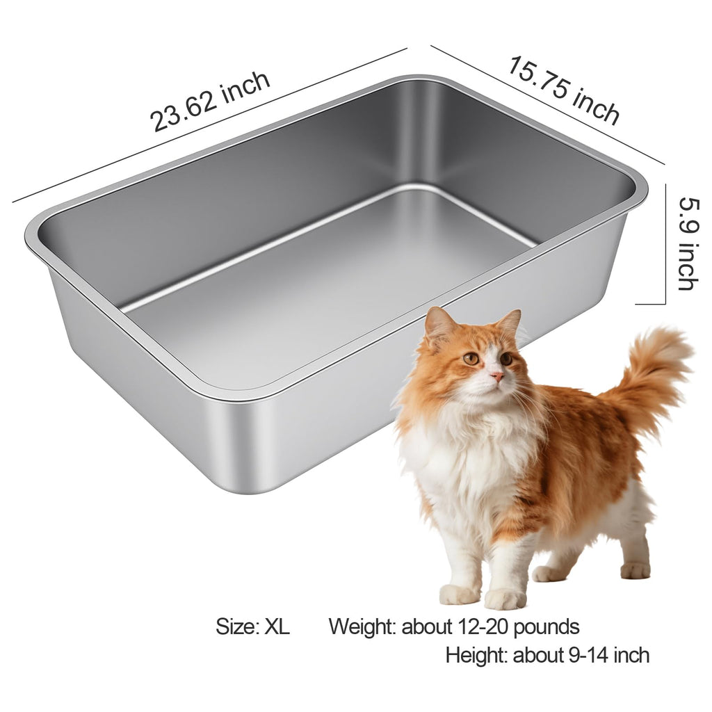 X-Large High Sided Stainless Steel Cat Litter Box I59967