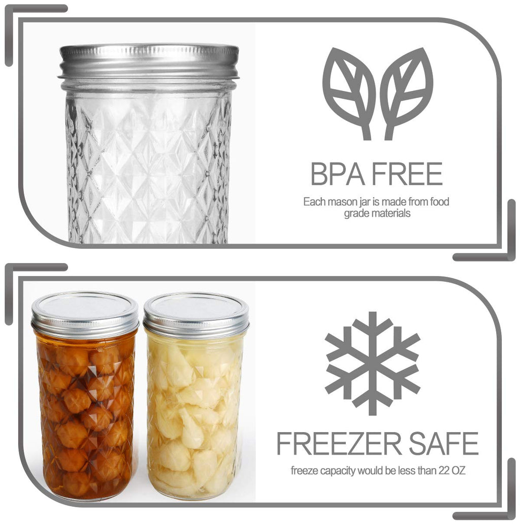 22 oz Wide Mouth Mason Jars with Lids and Bands W53098