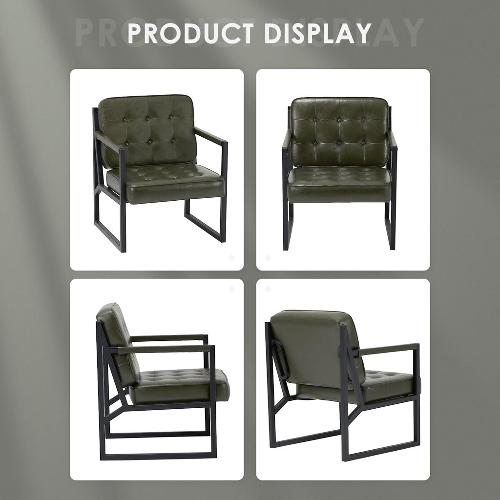 Green Leather Accent Chair Set of 2 F296844