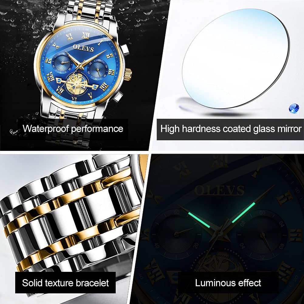 Mens Analog Quartz Waterproof Watch with Stainless Steel Band Y508