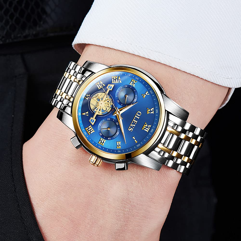 Mens Analog Quartz Waterproof Watch with Stainless Steel Band Y508