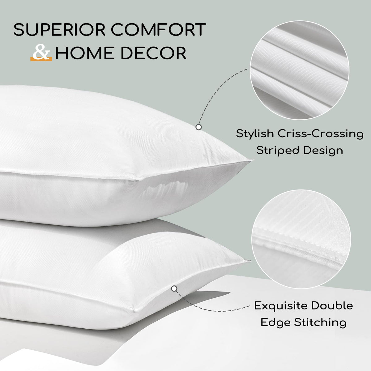 Standard Size Set of 2 Down Alternative Pillows U110