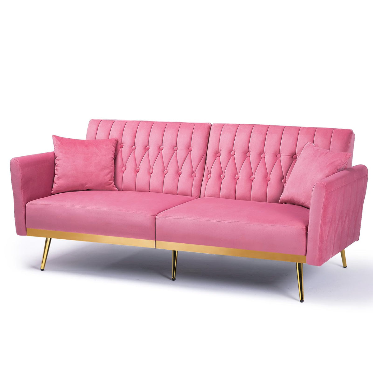 Pink Velvet Futon Sofa Bed I582581