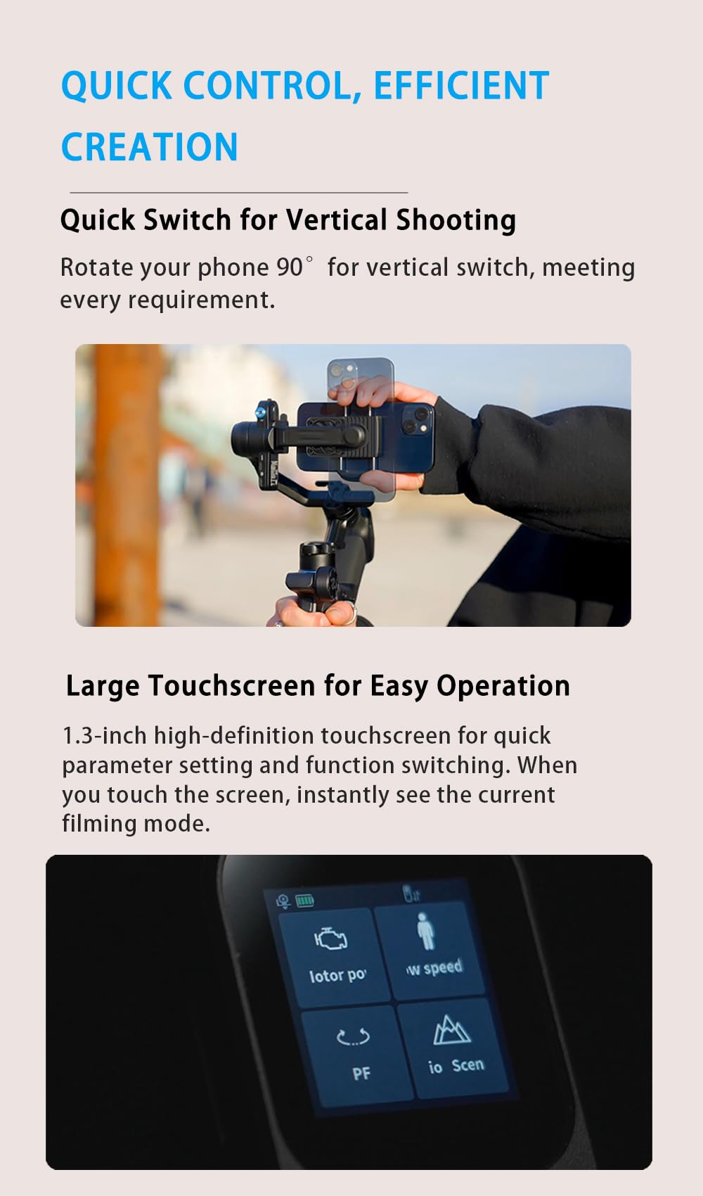 3-Axis Phone Gimbal Stabilizer with Integrated Grip H19878