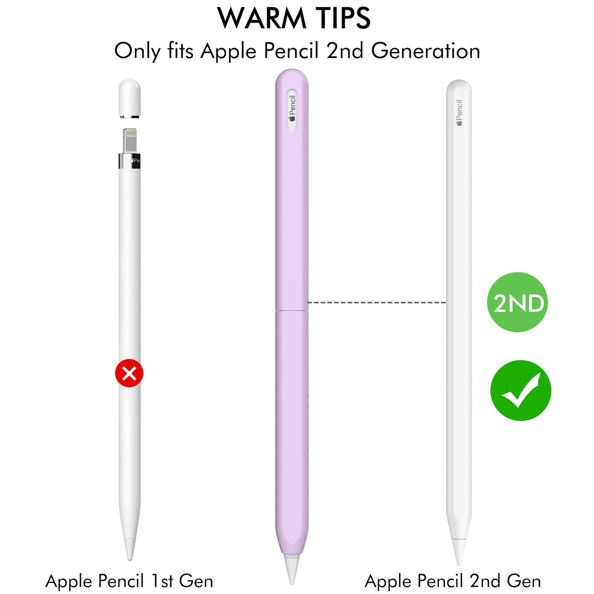 2 Pack Silicone Case for Apple Pencil 2nd Generation N256