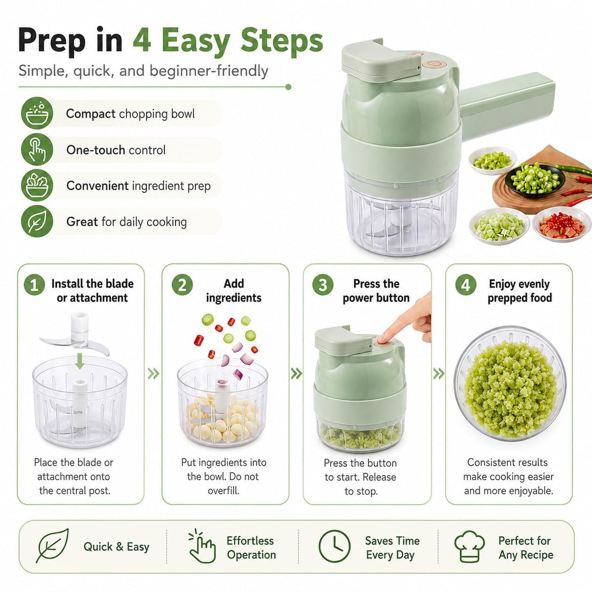 Electric 5-in-1 Handheld Vegetable Chopper Y214