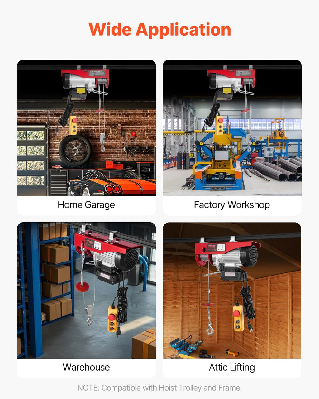 1320 lbs 120V Electric Hoist with Wireless Remote J355