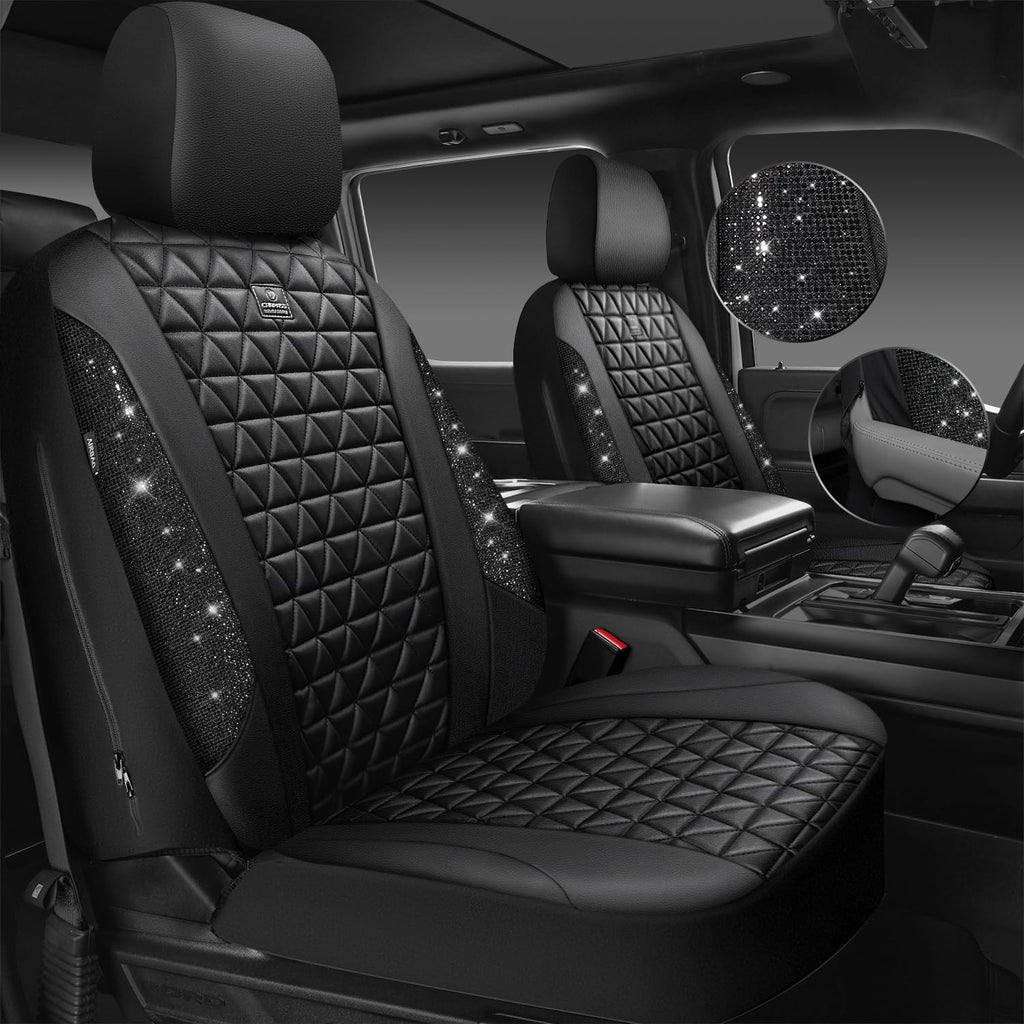 Black Leather Car Seat Covers Full Set D65196
