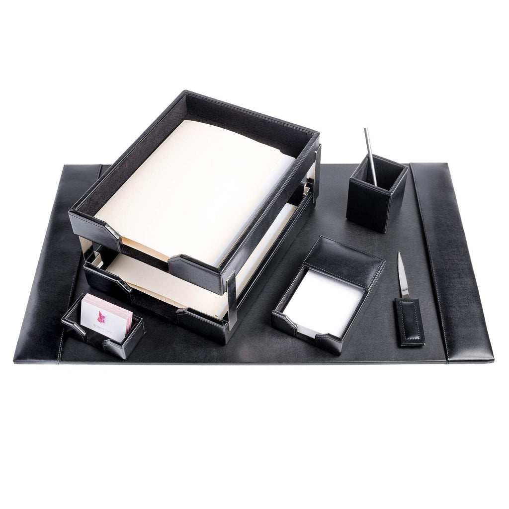 Black 8 Piece Bonded Leather Desk Set D83823