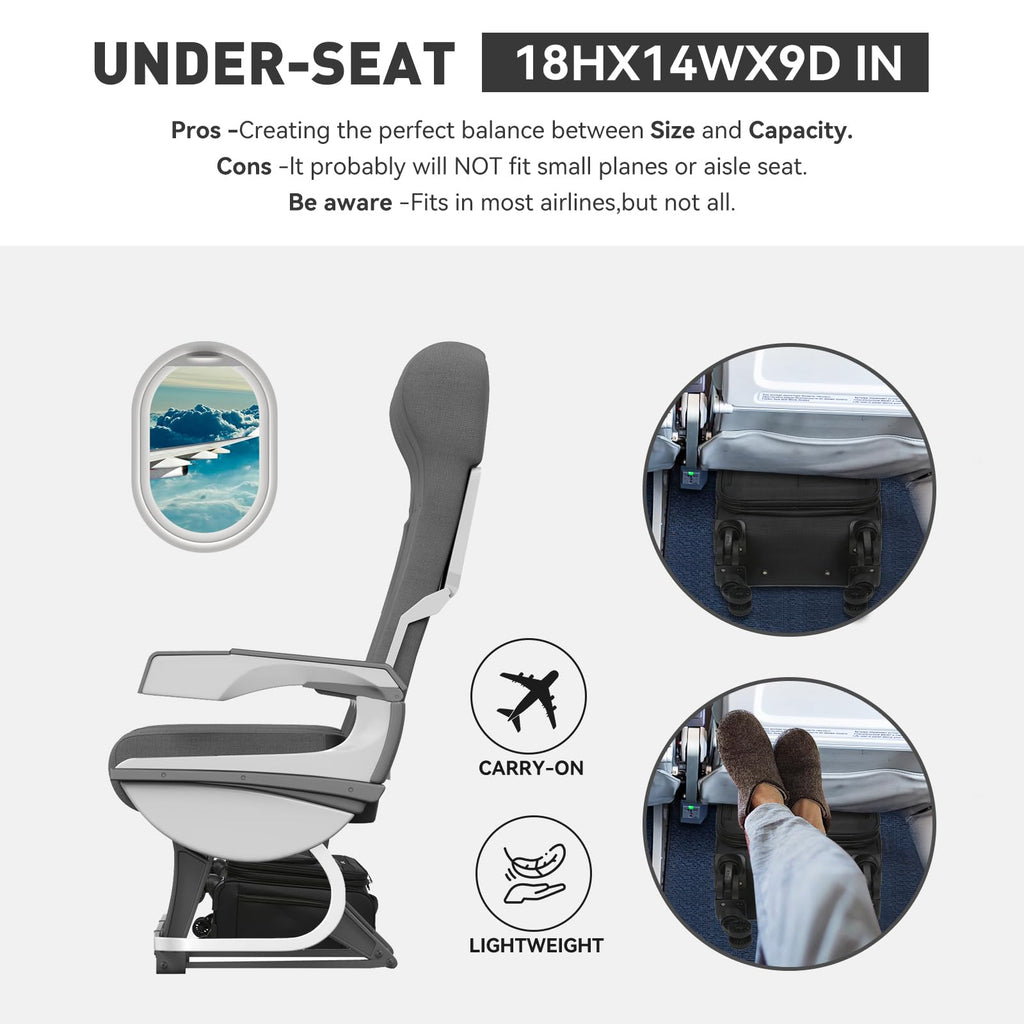 16 Inch Underseat Carry on Luggage with Wheels Black U34455