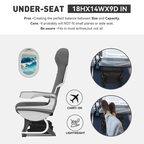 16 Inch Underseat Carry on Luggage with Wheels Black U34455