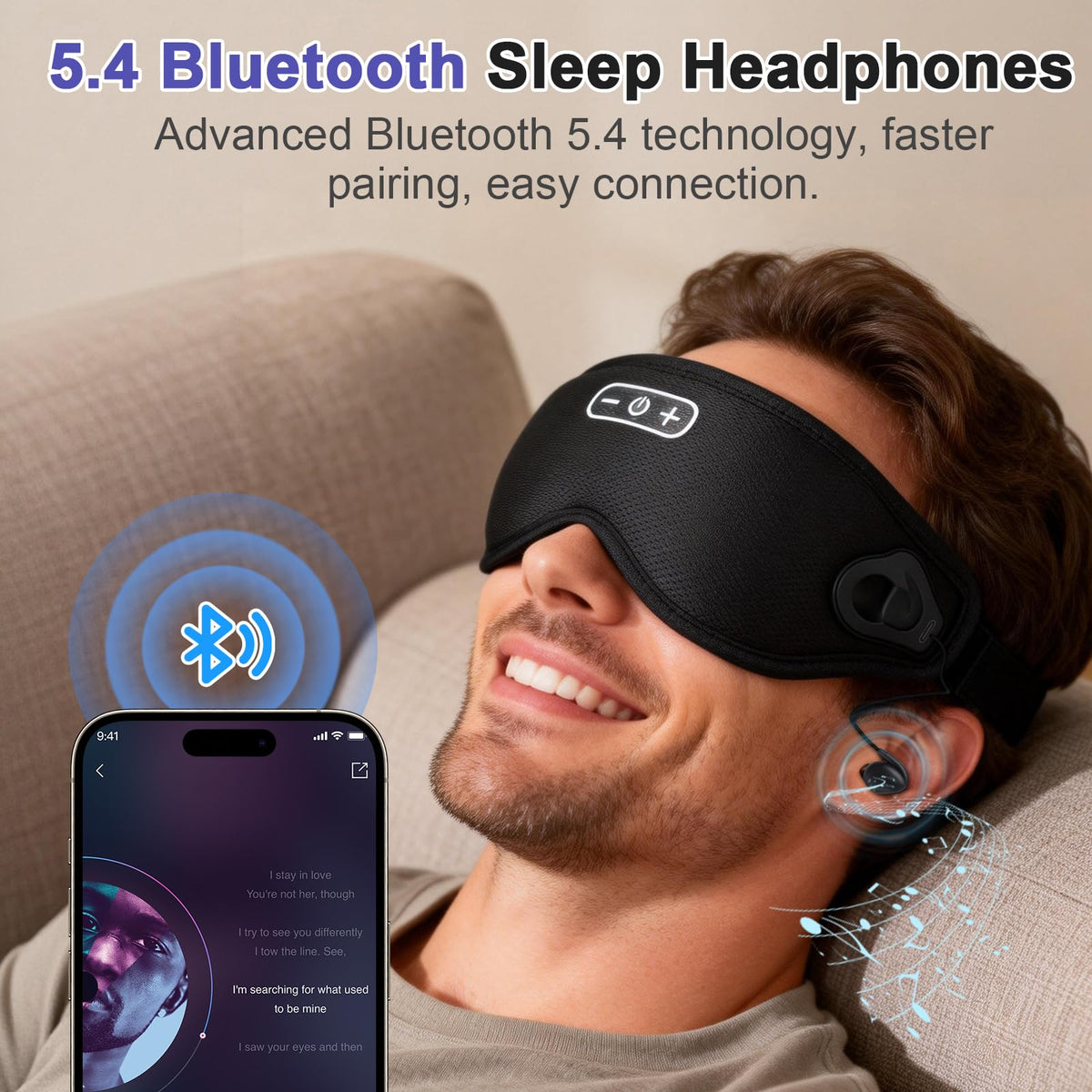 Wireless Bluetooth Sleep Headphones and Blackout Sleep Mask J38565