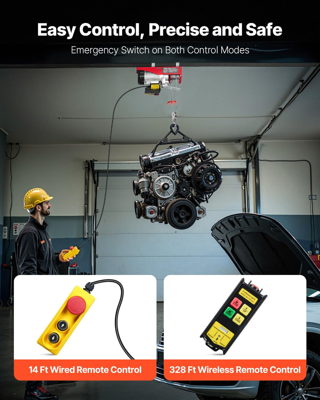 1320 lbs 120V Electric Hoist with Wireless Remote J355