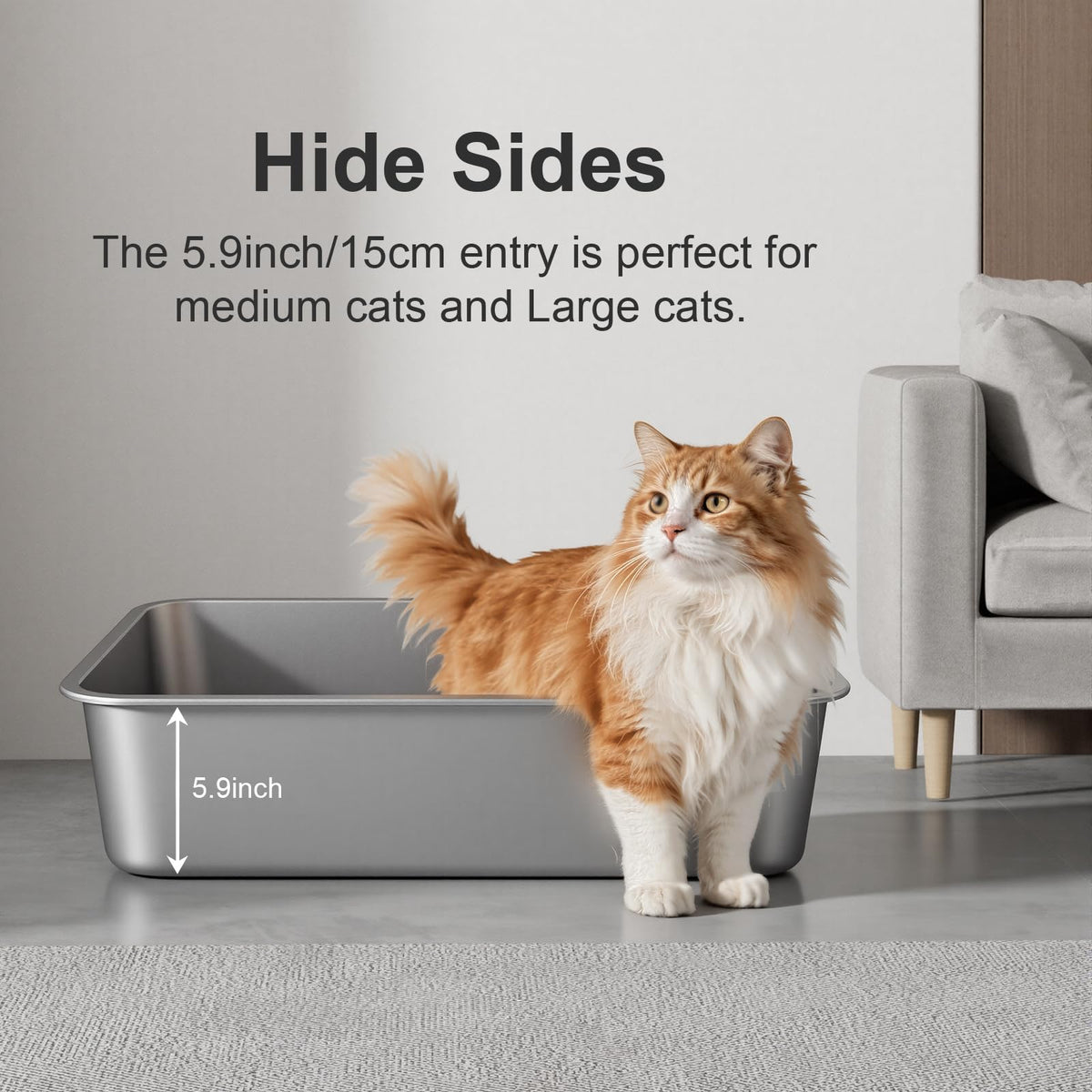 X-Large High Sided Stainless Steel Cat Litter Box I59967
