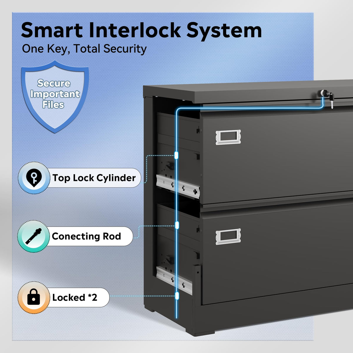 2 Drawer File Cabinet with Lock B9440
