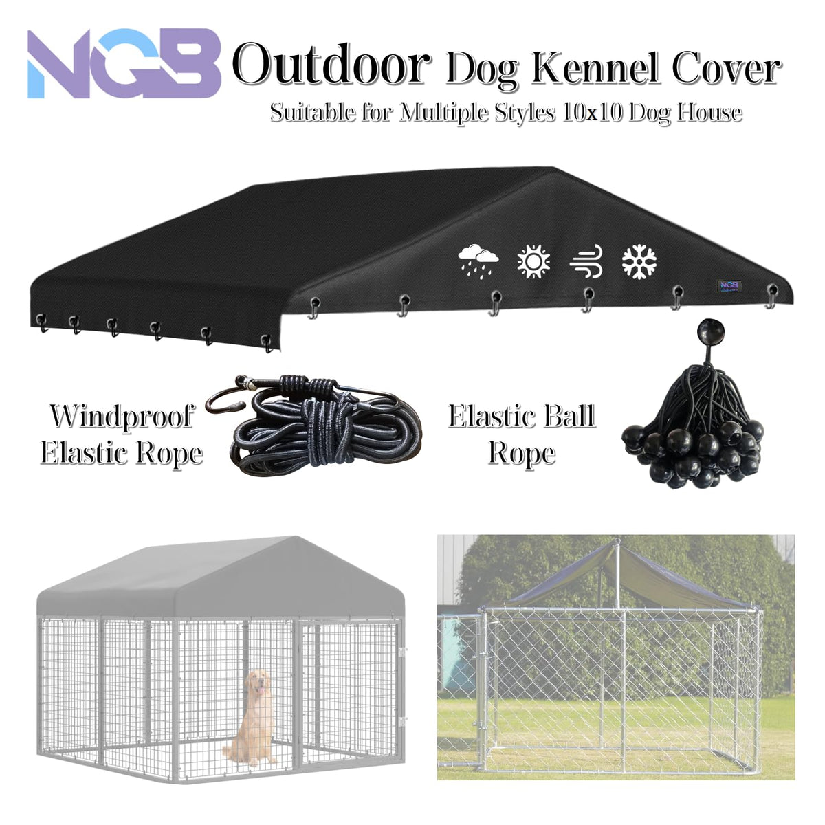 Waterproof Oxford Fabric Outdoor Kennel Cover P8347