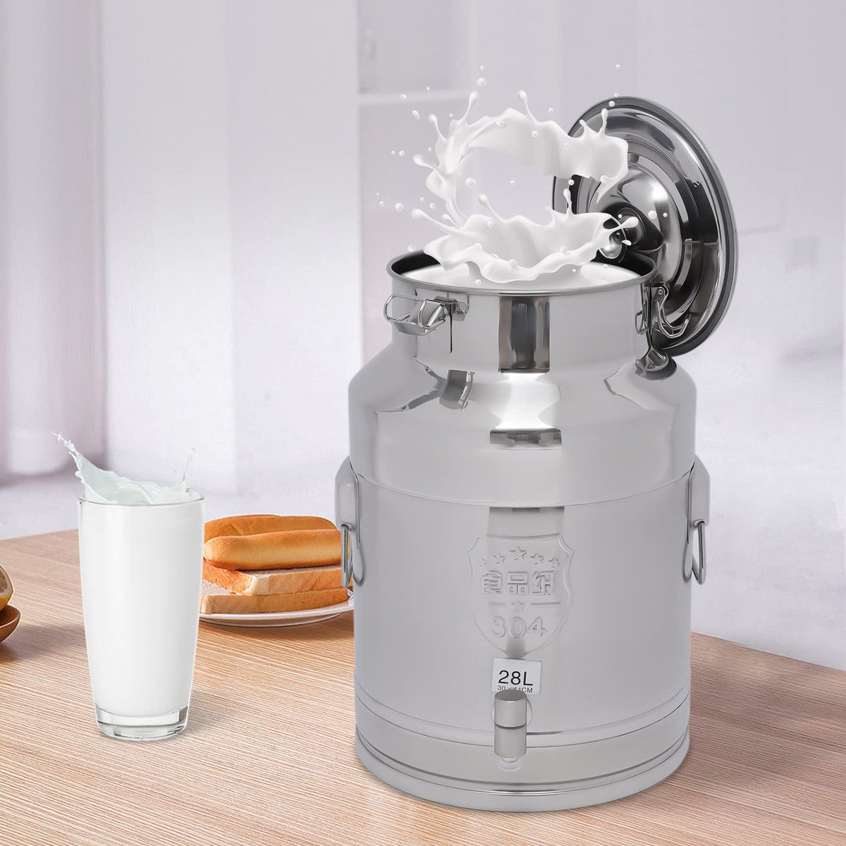 7.4 Gal Stainless Steel Milk Can with Faucet A569961